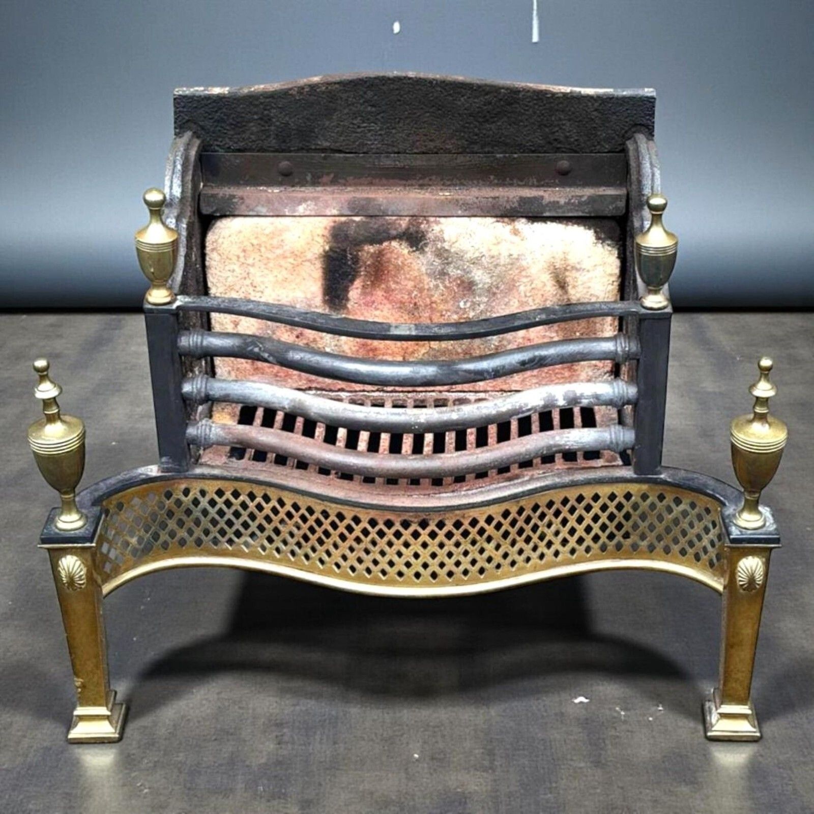 Georgeiii Style Wrought Iron And Brass Fire Basket