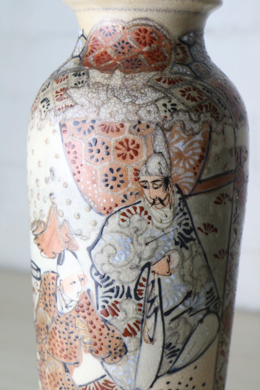 photo for sale Table Lamp Antique Japanese Satsuma Vase Ceramic Lamp Wooden Base Mounted