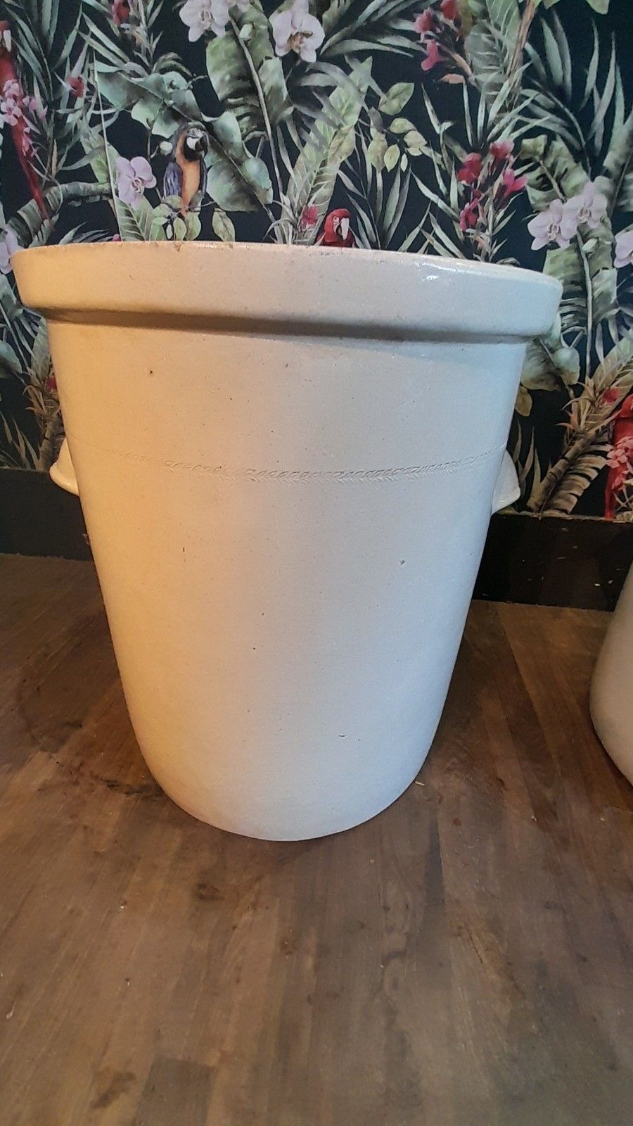 photo vintage Near Pair Of Daulton & Co Chemical Stoneware 15 Gallon Pots..Ideal For Plants