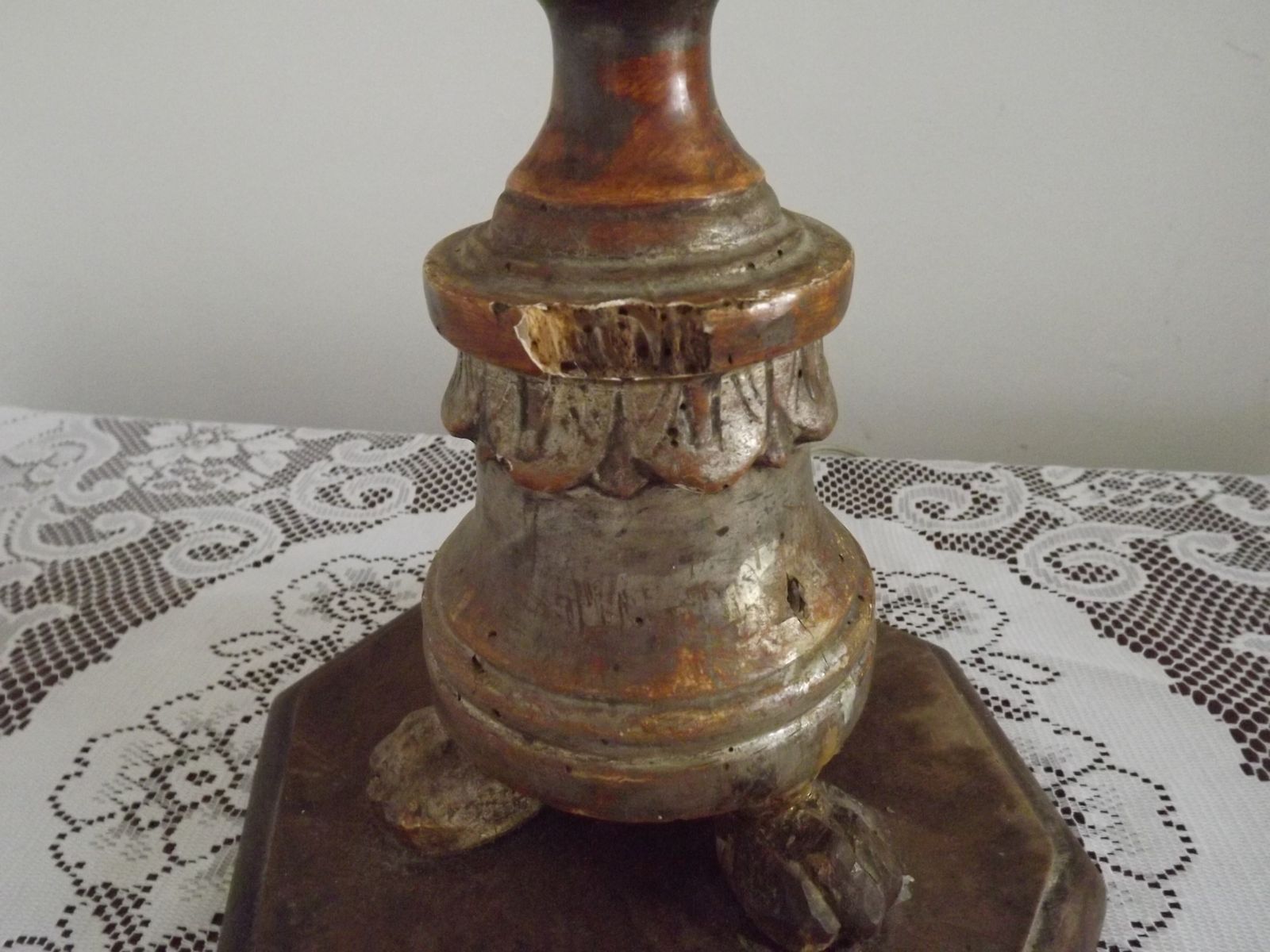 photo buy 18th Century Church Altar Candlestick Converted To Table Lamp Hide Skin Shade
