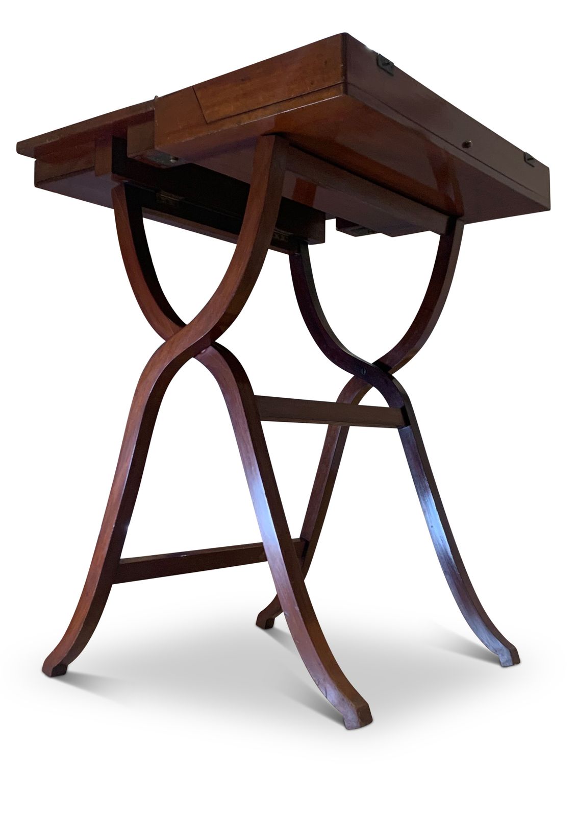 photo for sale Regency Travelling Campaign Coaching X Frame Table United By Rail Stretchers.