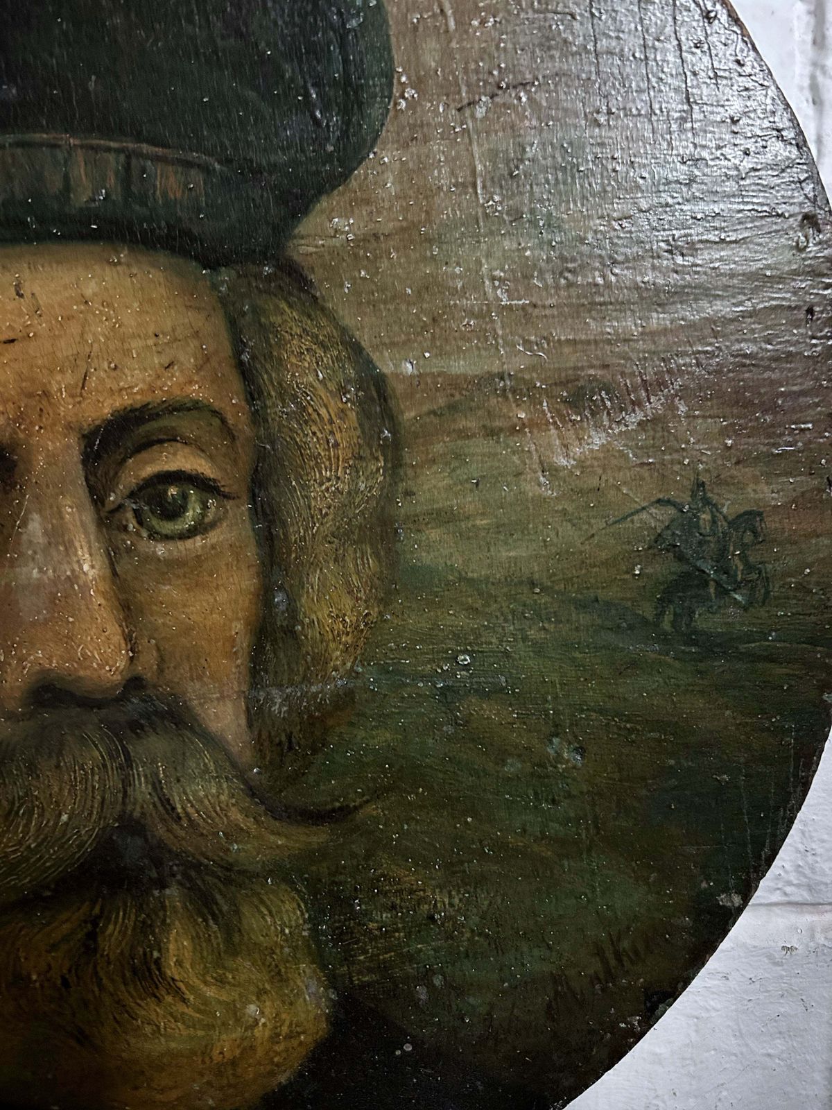 Victorian Antique Folk Art Painted Wooden Panel Portrait Scottish Highlander photo Art