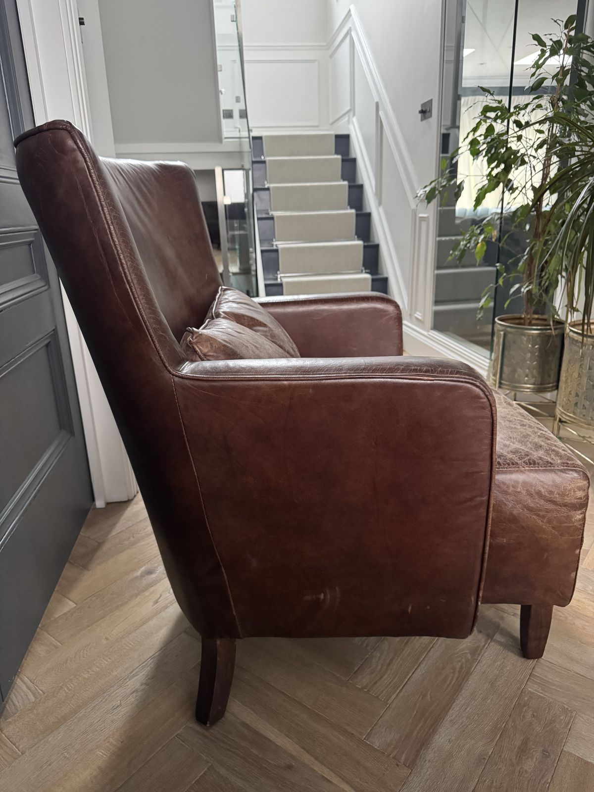 2 X Andrew Martin Drake Leather Armchairs photo for sale