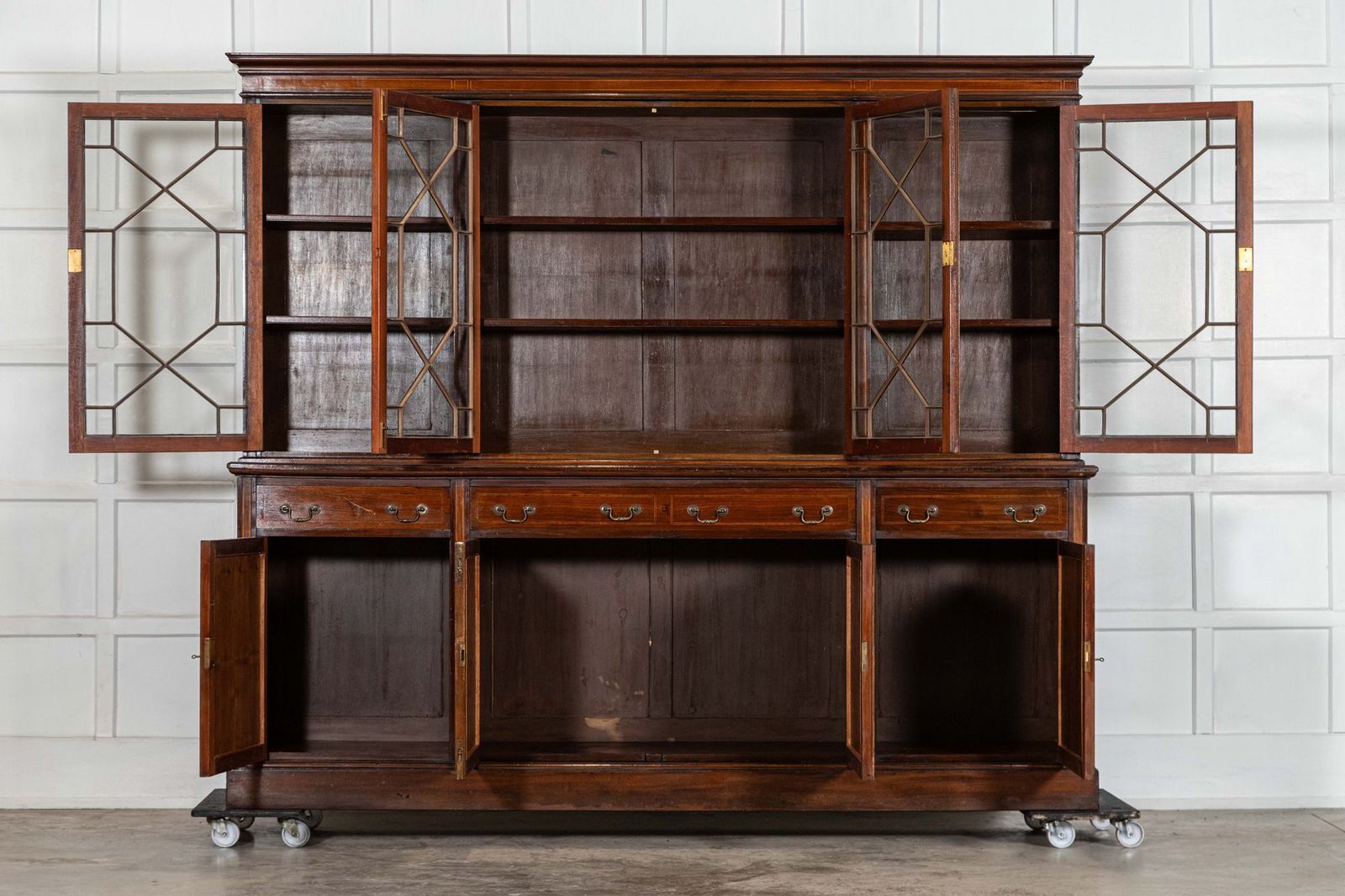 Large 19thc English Inlaid Mahogany Maple & Co Library Bookcase photo furniture