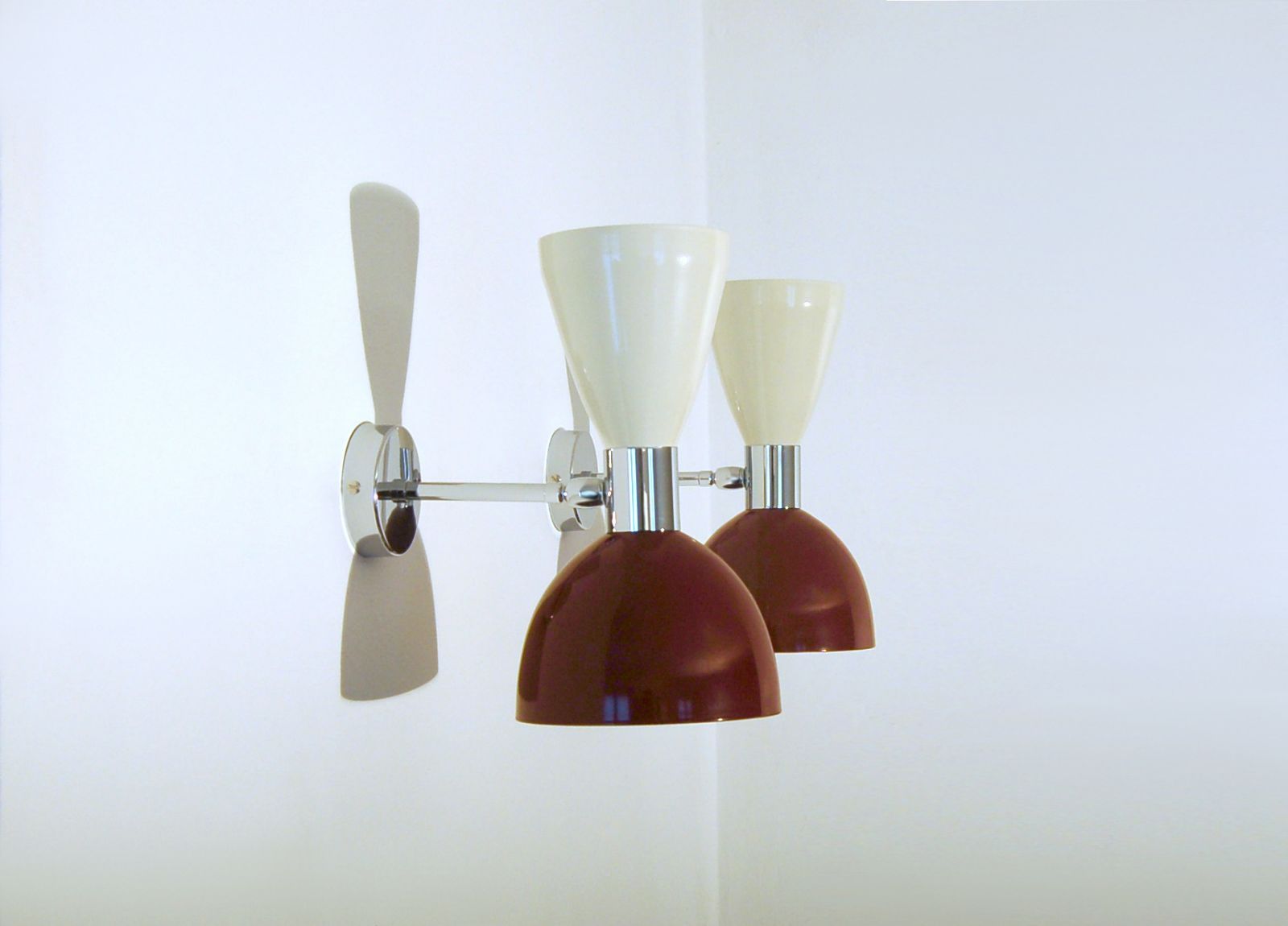 Pair Of Wall Lamp Art. A 138   Metal / Brass Chromed   White & Dark Purple
