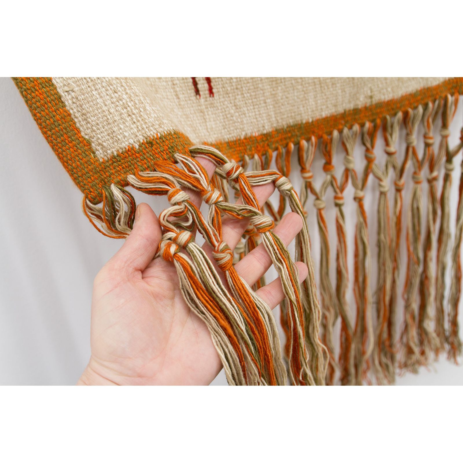 photo furniture Mid Century 1970s Handwoven Wool Wall Hanging W Stylized Peacocks, By Eva Nemeth