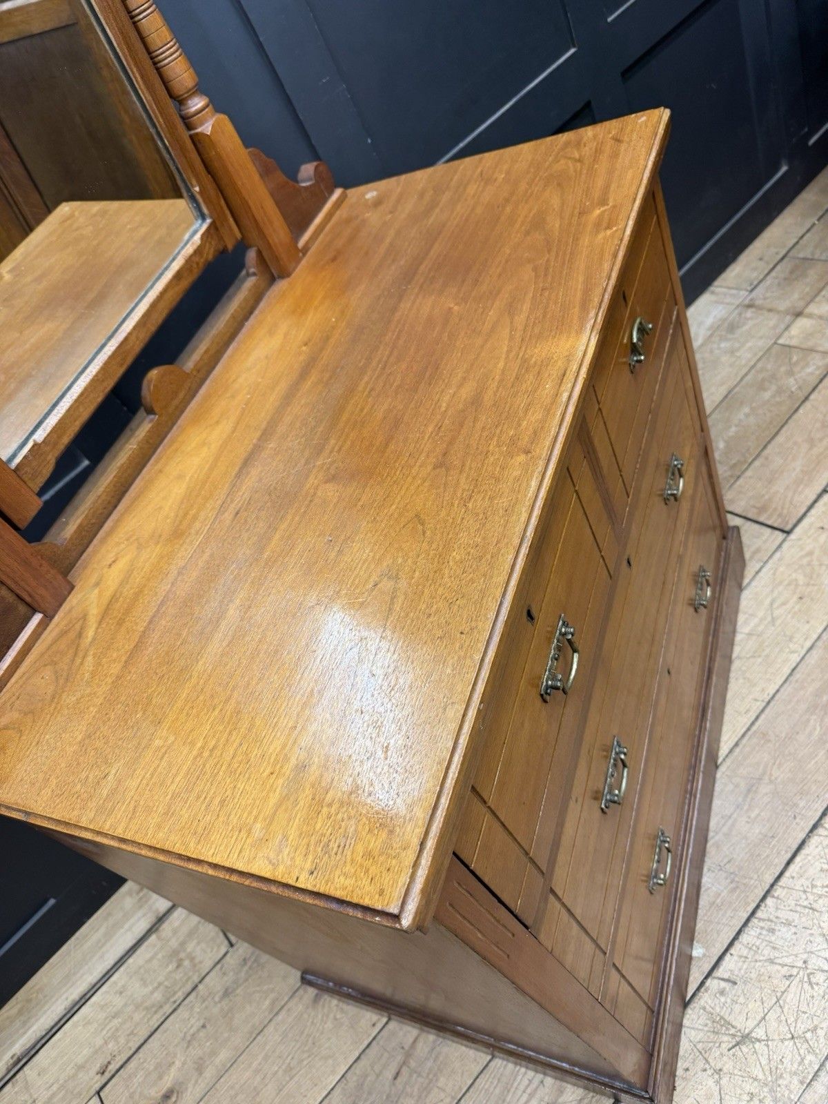 595.0 Antique Walnut Chest Of Drawers By Maple & Co \ Edwardian Dressing Table photo
