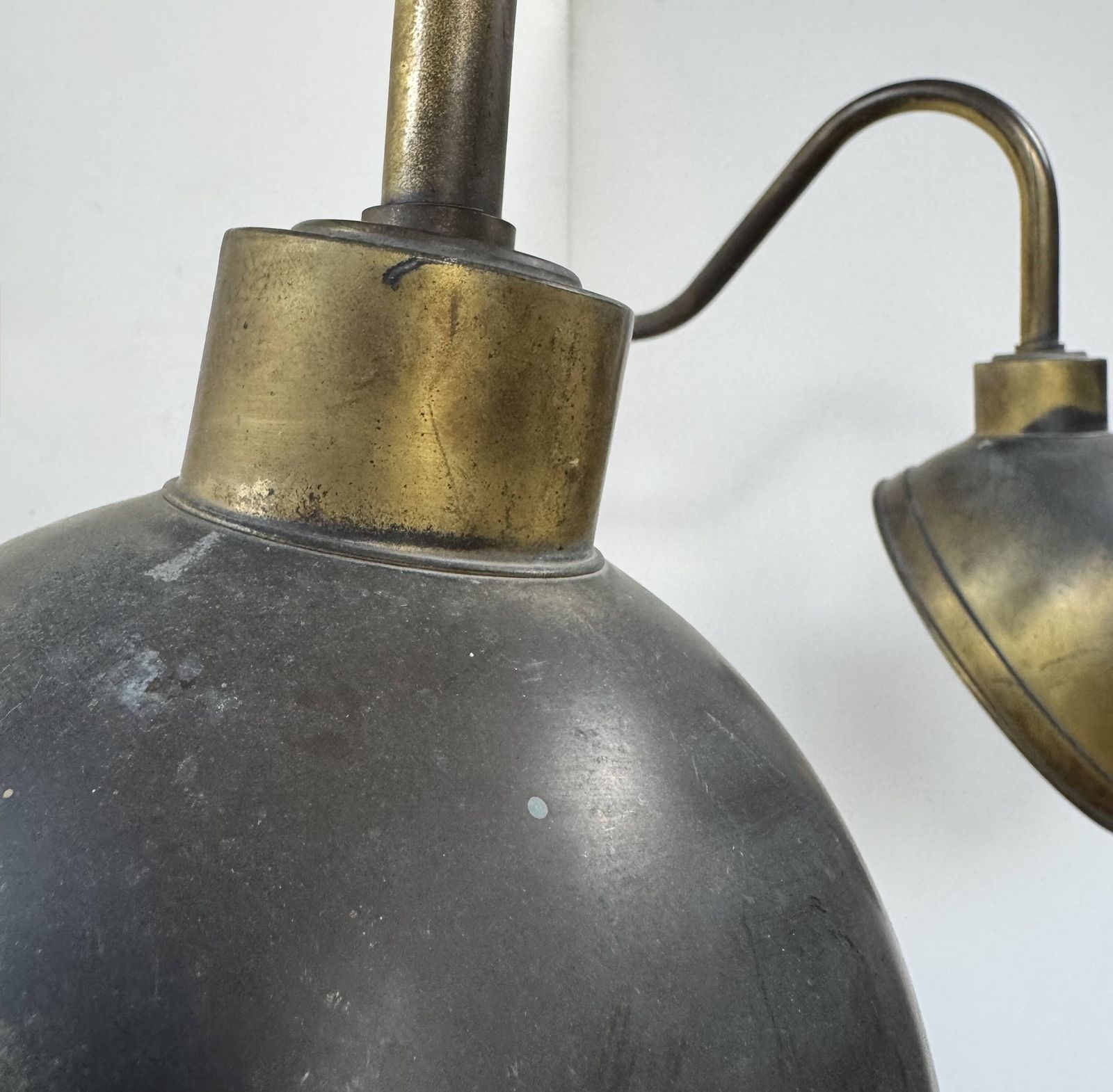 Pair Of Xl Patinated Brass Wall Lights, France, 1970 photo vintage