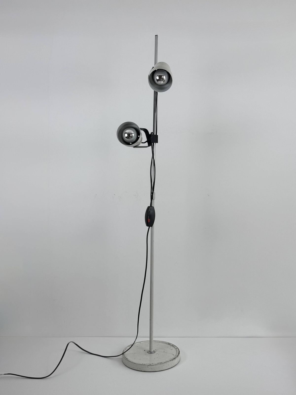 photo for sale Vintage Adjustable Floor Lamp, Matte White Lacquered Metal And Chrome, France 1970