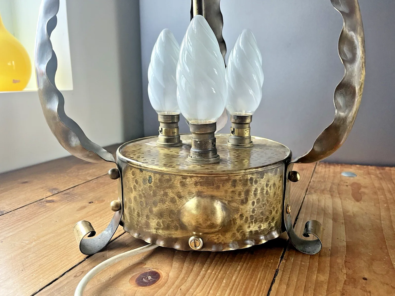 Lighting Huge Antique Arts & Crafts / Art Nouveau Brass Ceiling Light Porch Lantern Lamp photo