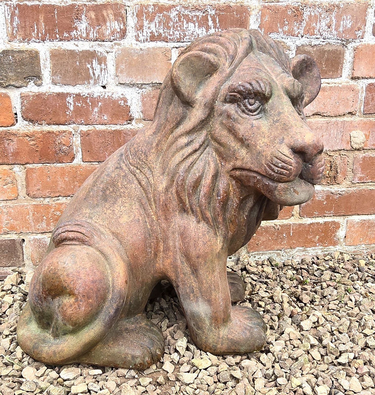 Italian Hand Sculpted Pair Of Large Terracotta Lions, Circa 1910 photo Garden Decor