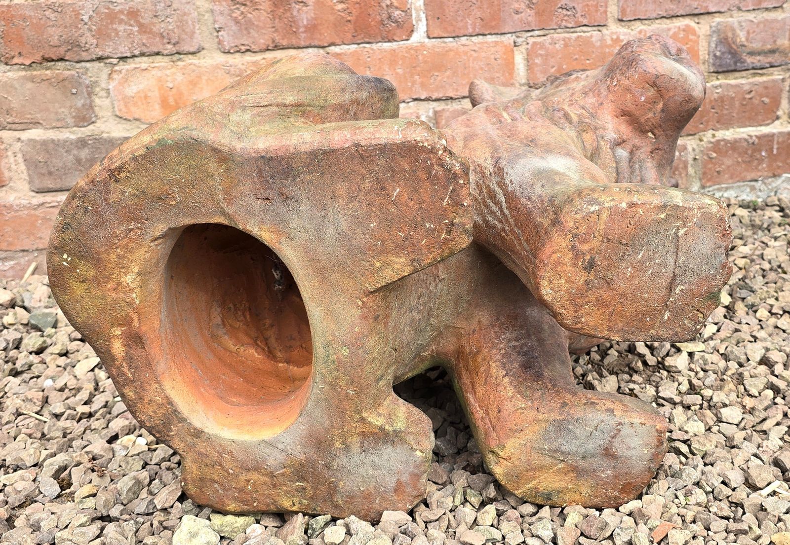 photo vintage Italian Hand Sculpted Pair Of Large Terracotta Lions, Circa 1910