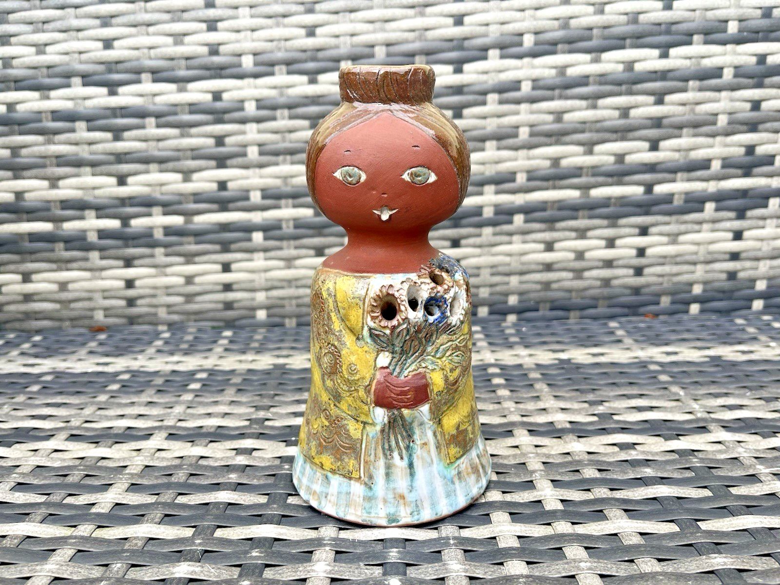 Mid Century 60's Studio Pottery Scandi Folk Girl Twig Bud Vase Swedish French photo furniture