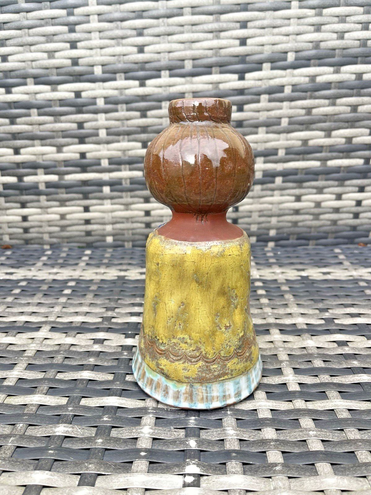 Mid Century 60's Studio Pottery Scandi Folk Girl Twig Bud Vase Swedish French photo 150.0