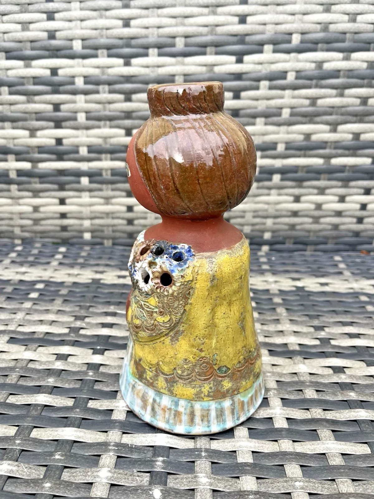 Mid Century 60's Studio Pottery Scandi Folk Girl Twig Bud Vase Swedish French photo vinterior