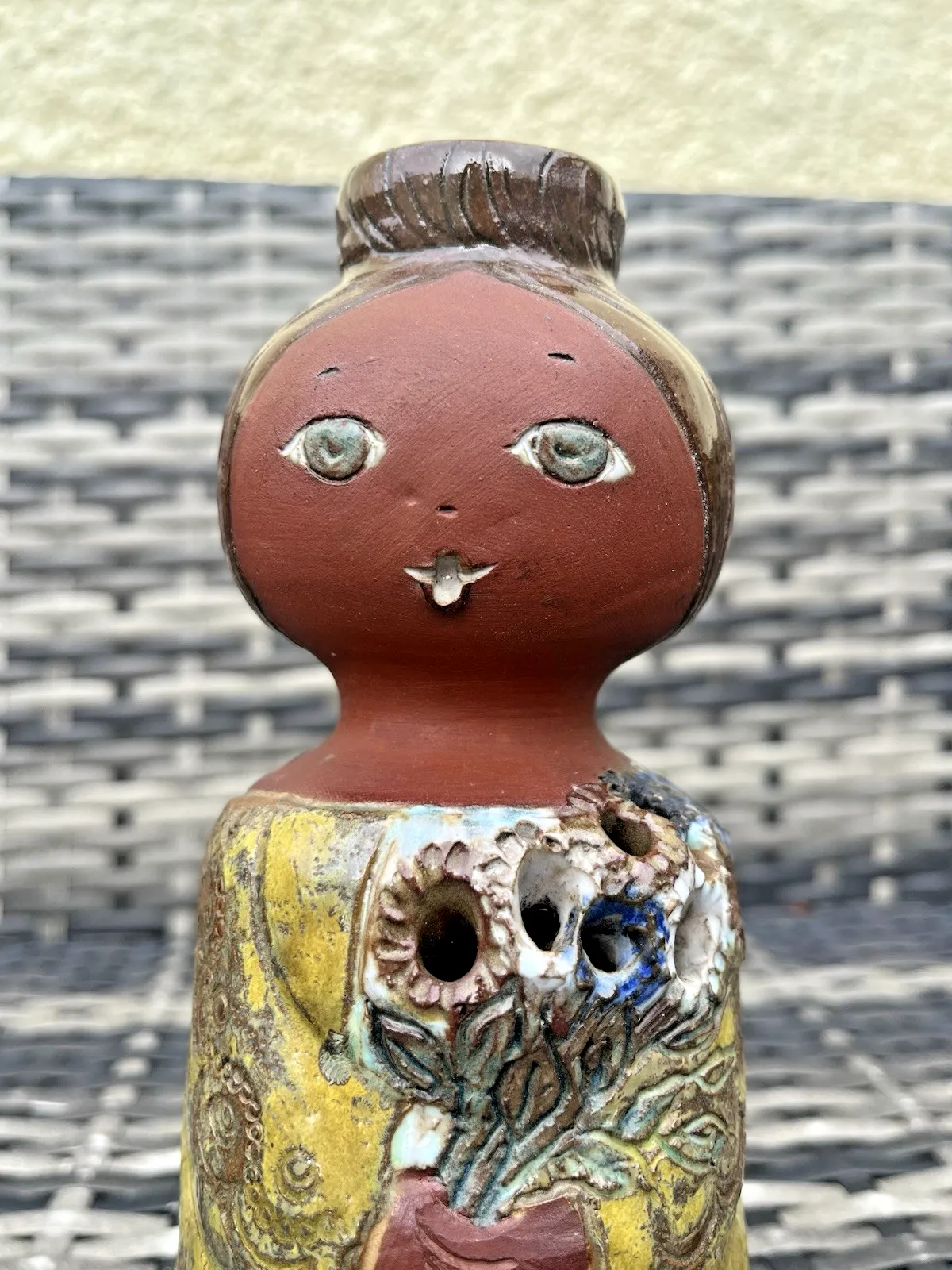 photo furniture Mid Century 60's Studio Pottery Scandi Folk Girl Twig Bud Vase Swedish French