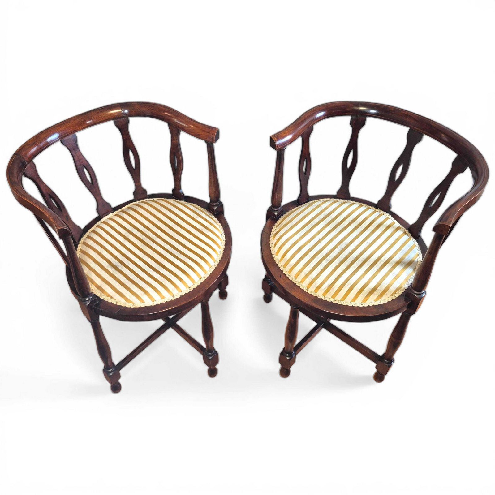 Pair Antique Victorian Mahogany Tub Chairs C1900 | Pierced Back Armchairs | Drawing Room Seating photo furniture