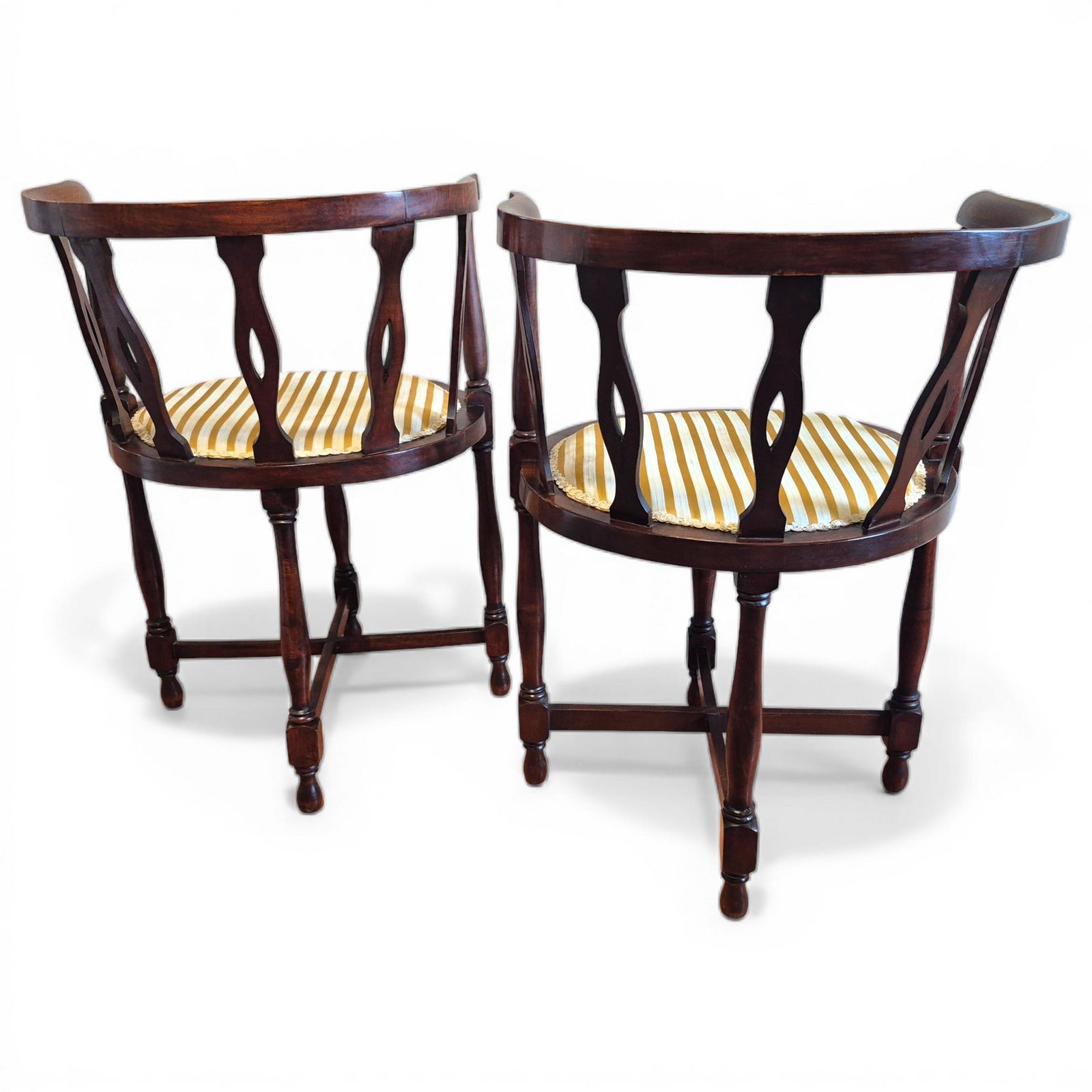 Pair Antique Victorian Mahogany Tub Chairs C1900 | Pierced Back Armchairs | Drawing Room Seating photo Furniture