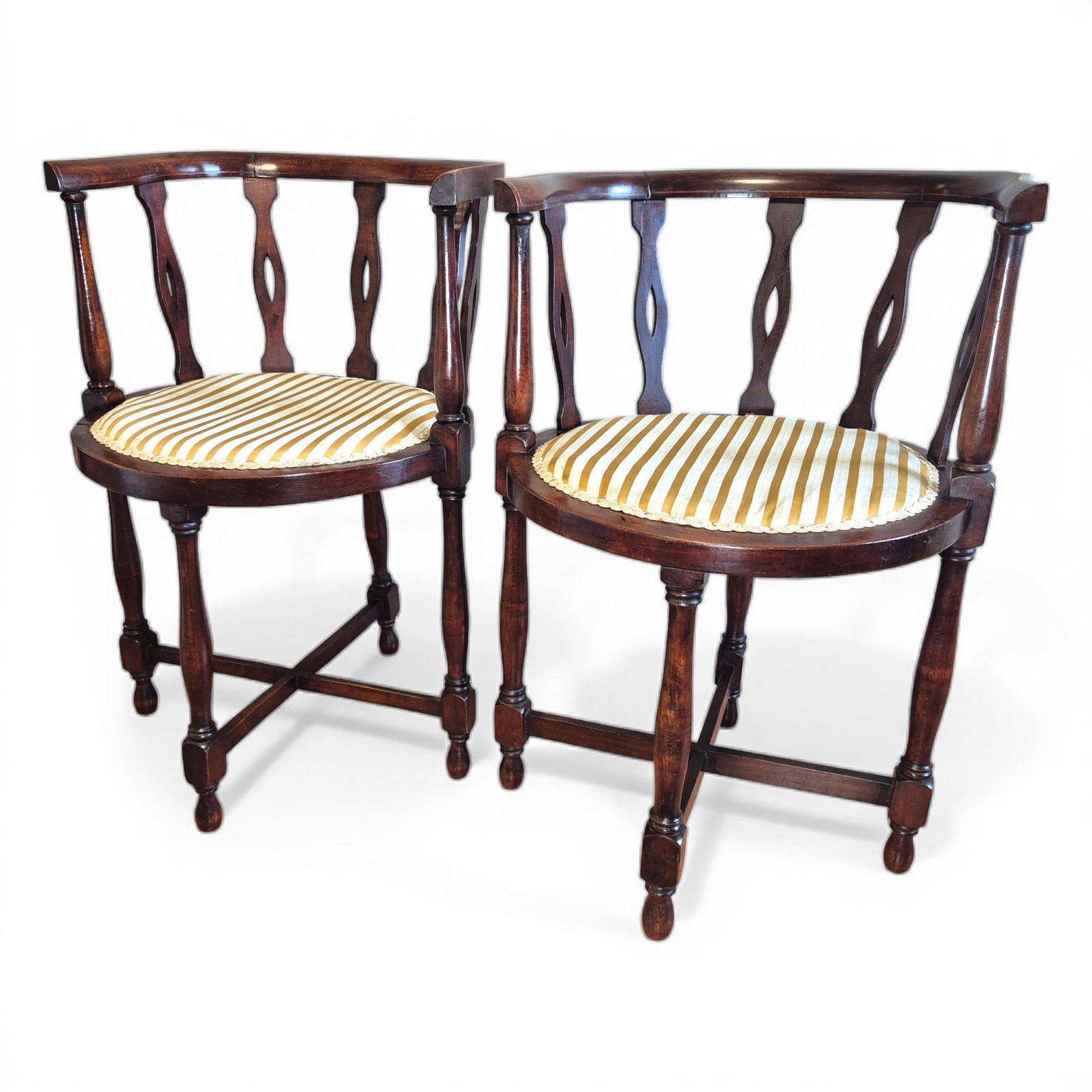 Pair Antique Victorian Mahogany Tub Chairs C1900 | Pierced Back Armchairs | Drawing Room Seating photo vintage