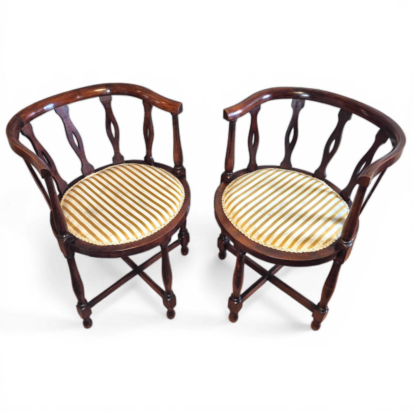 photo furniture Pair Antique Victorian Mahogany Tub Chairs C1900 | Pierced Back Armchairs | Drawing Room Seating