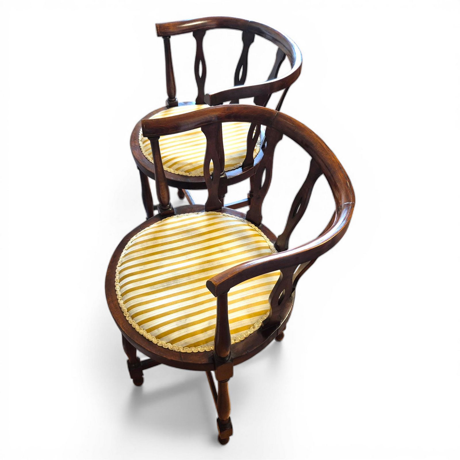 photo vintage Pair Antique Victorian Mahogany Tub Chairs C1900 | Pierced Back Armchairs | Drawing Room Seating