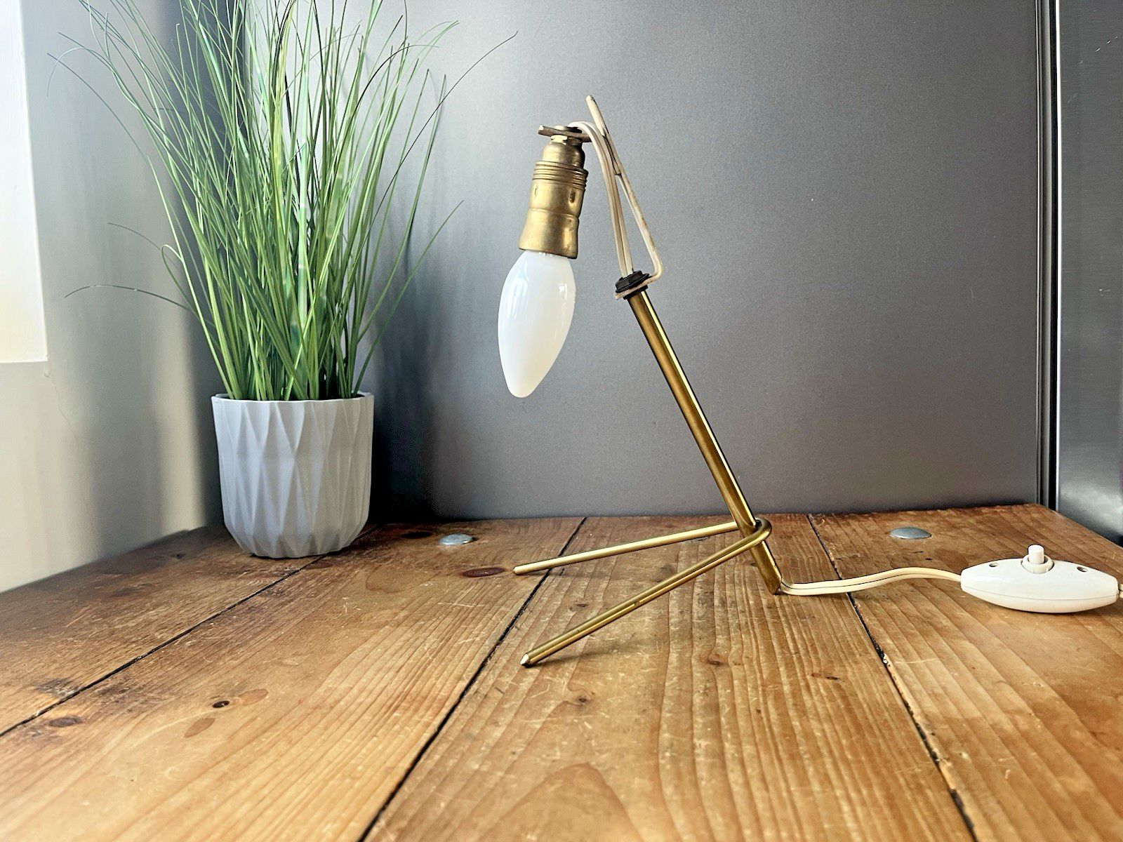 50's Mid Century Modern French Brass Cocotte Desk Lamp Light In Style Of Lacroix