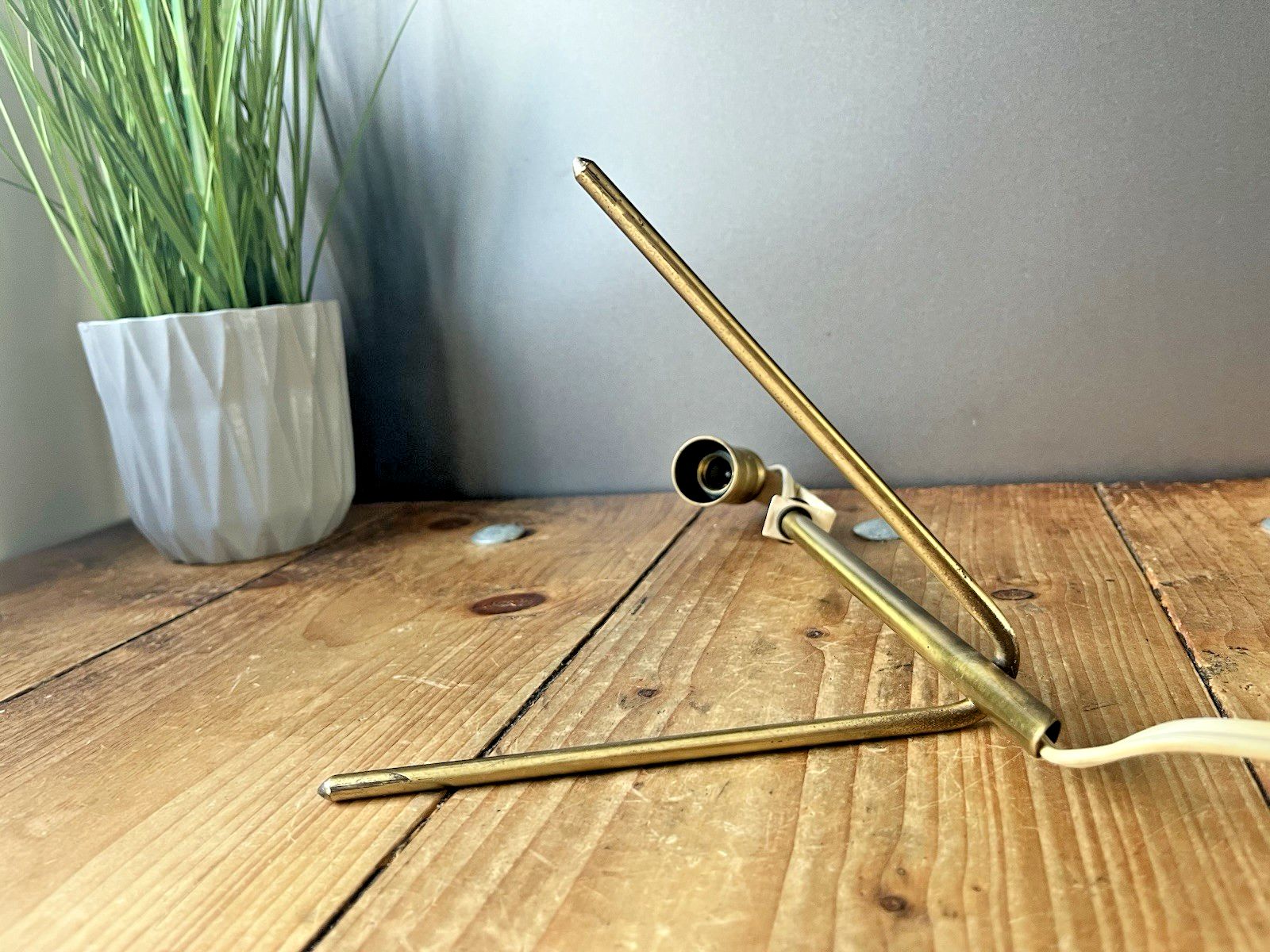 photo for sale 50's Mid Century Modern French Brass Cocotte Desk Lamp Light In Style Of Lacroix