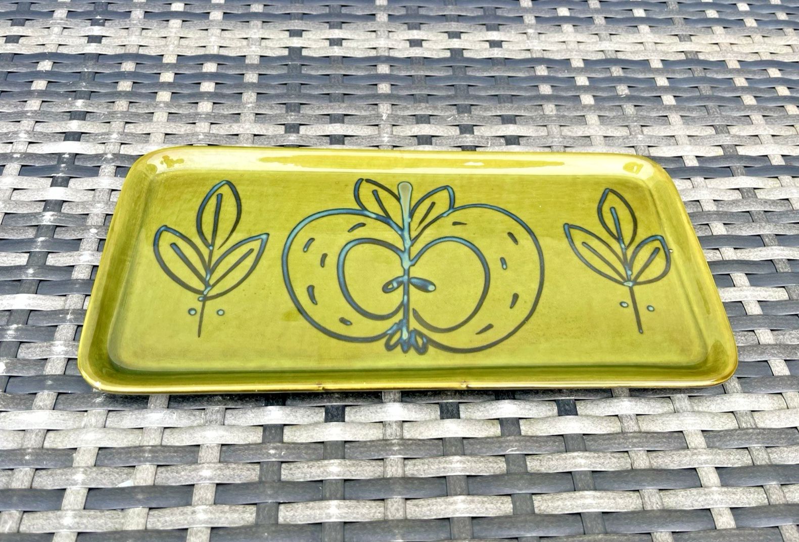 Mid Century Danish Illums Bolighus Stylised Apple Pottery Sandwich Plate Tray