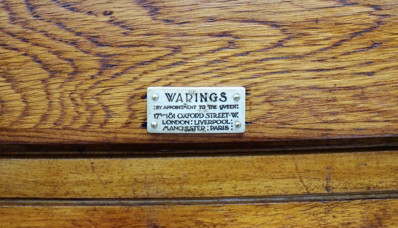 Antique Oak Warings Tambour Plans Chest photo for sale