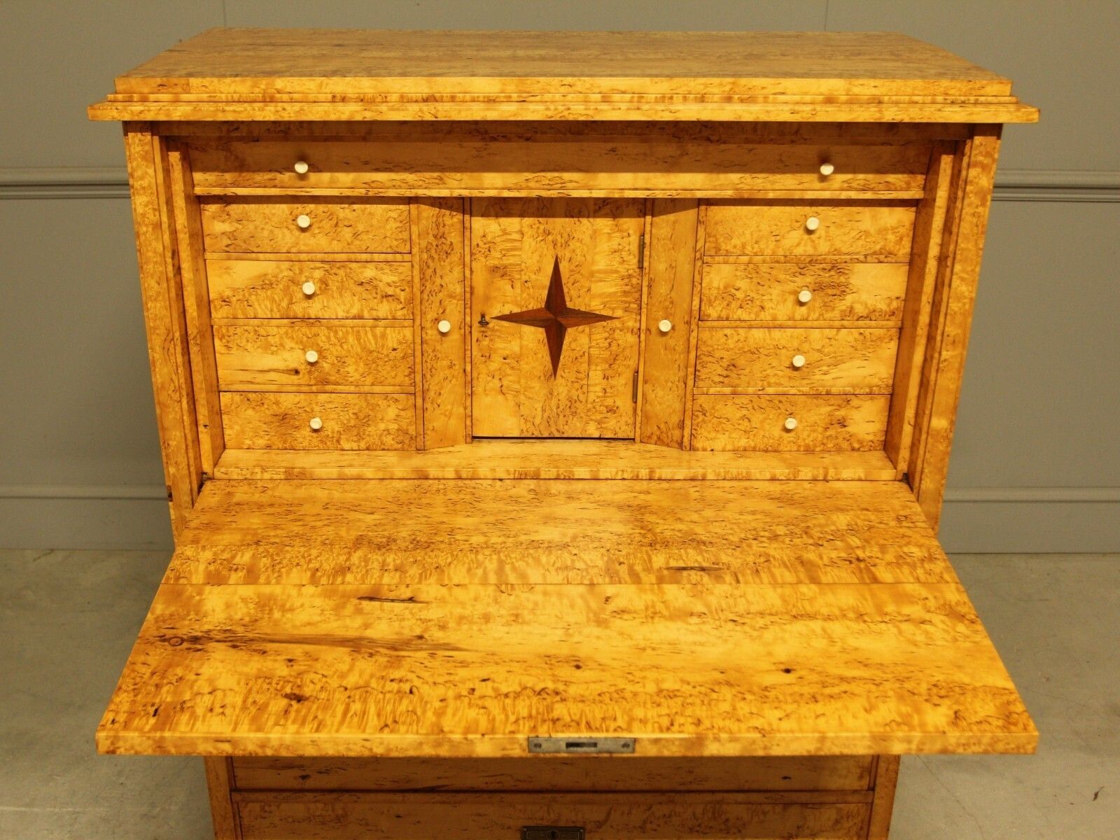19th‑Century Swedish Masur Birch Secretaire photo for sale