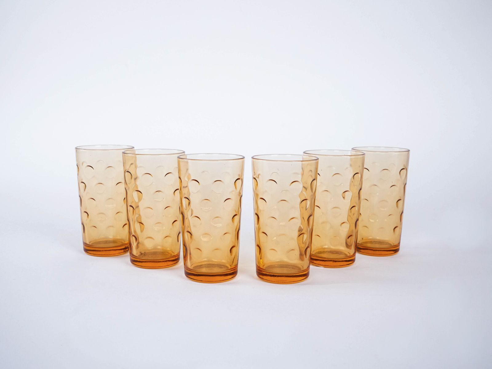 Set Of Amber Glasses, Italian Design, 1970s, Manufactured In Italy photo Home Decor