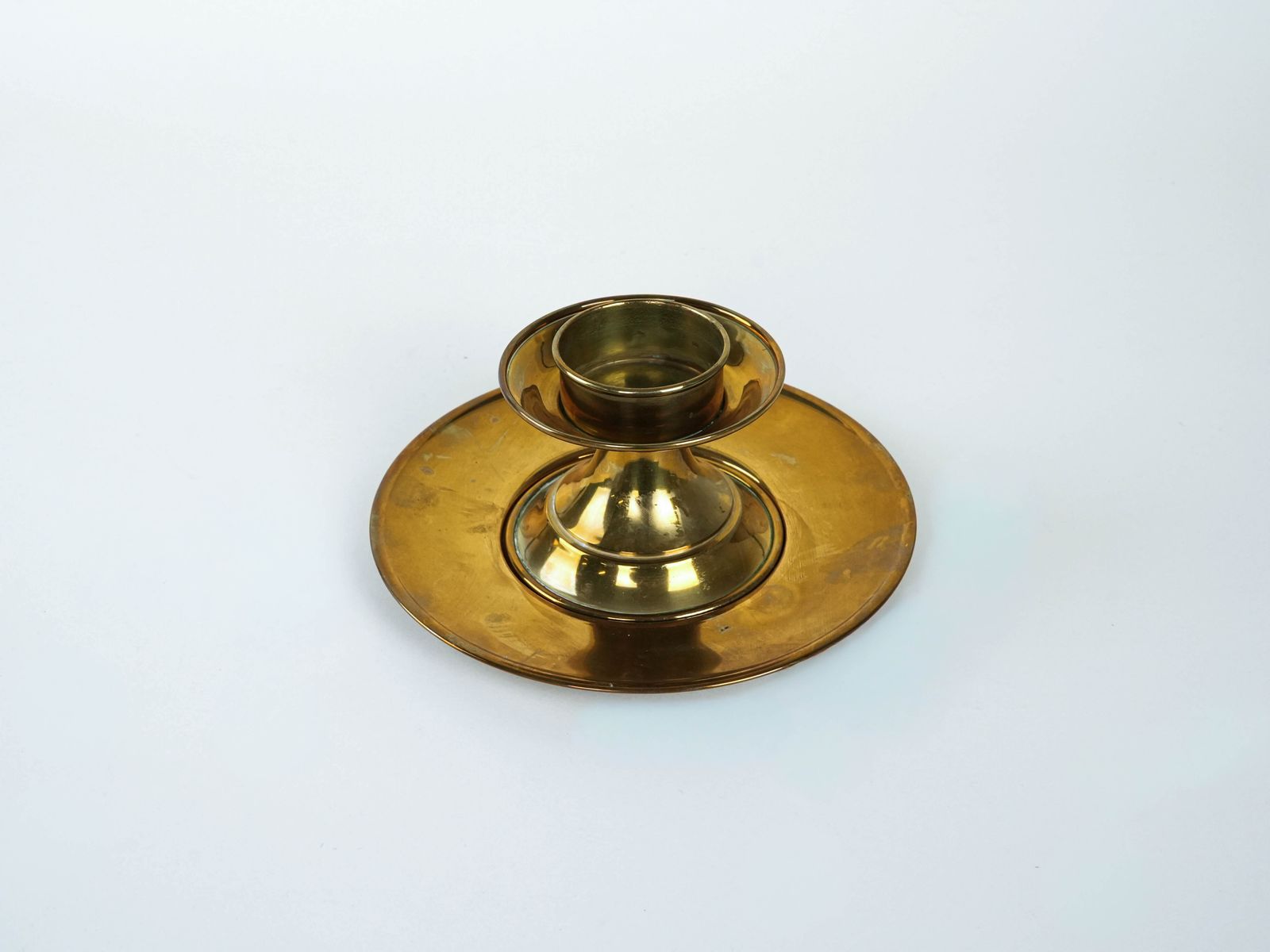 Brass Candlestick With Base, Italian Design, 1960s, Made In Italy photo for sale
