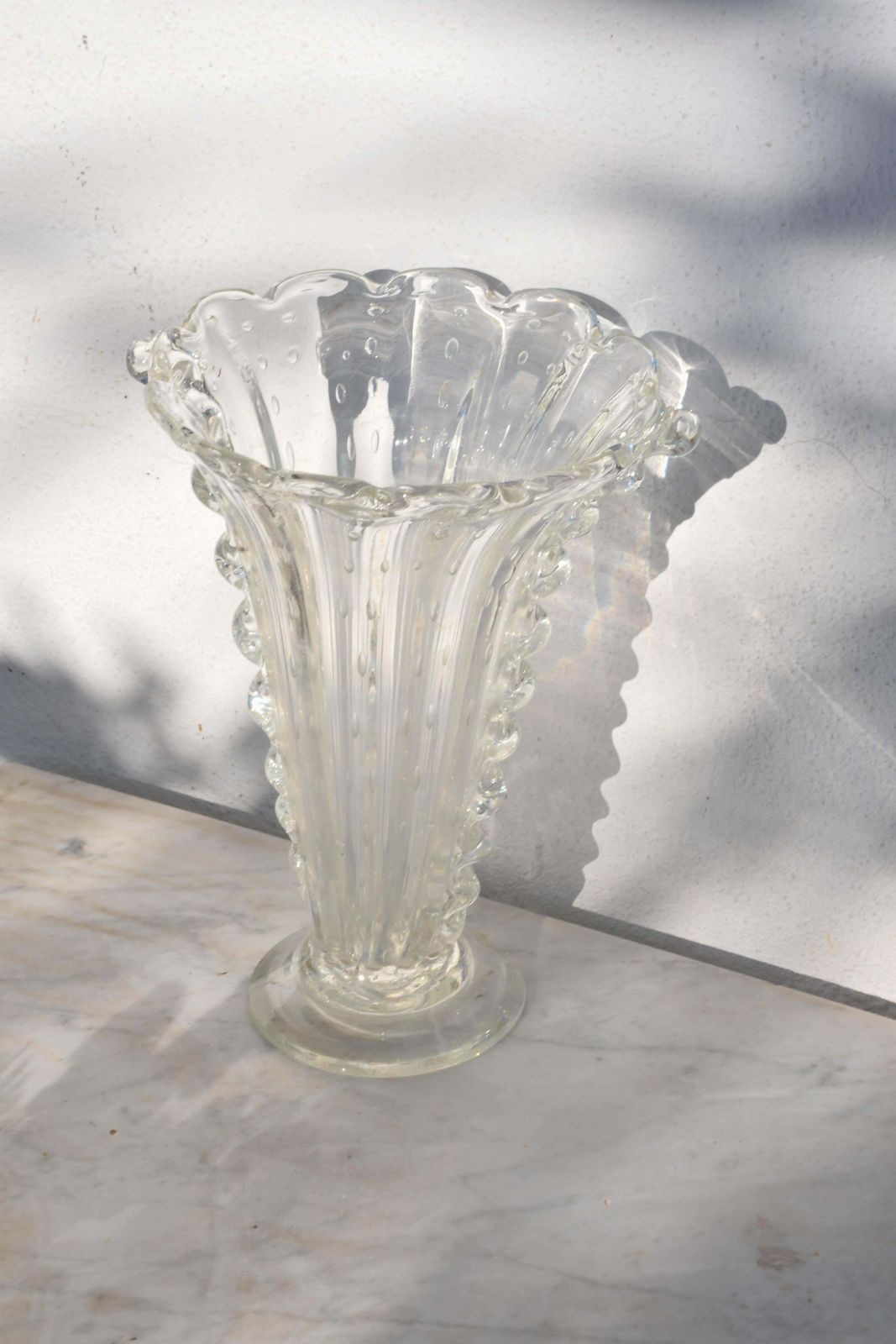 Art Decò Murano Bullicante Vase By Barovier & Toso, 1950s photo vintage