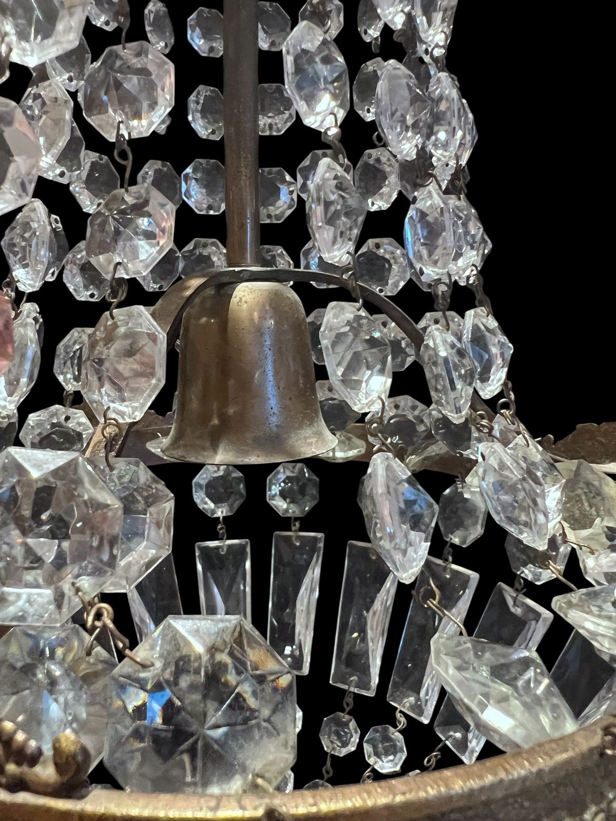 A One Light French Empire Antique Crystal Chandelier photo vintage