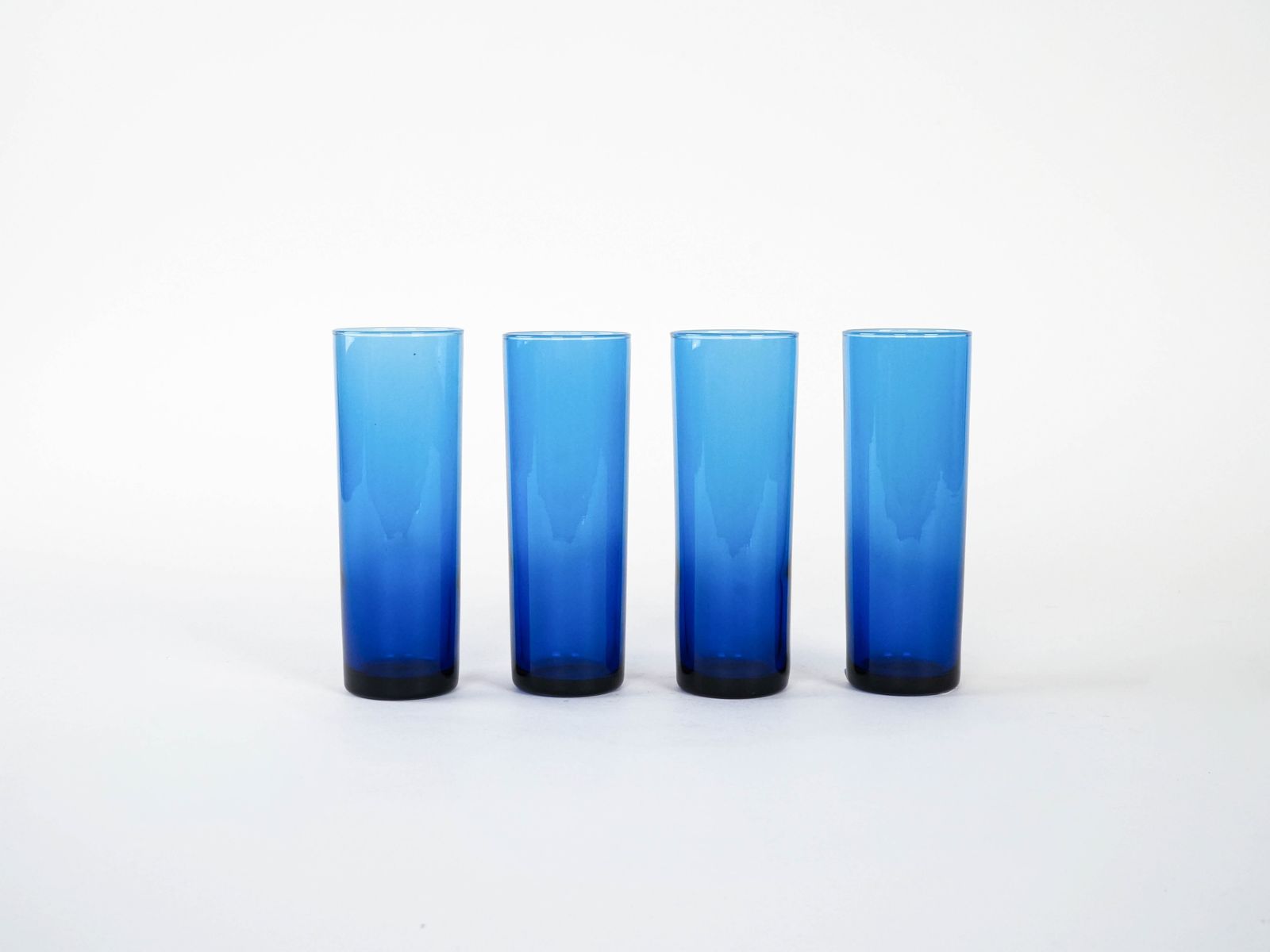 Set Kobaltblauwe Glazen, Italiaans Design, Jaren 1970, Geproduceerd In Italië photo for sale