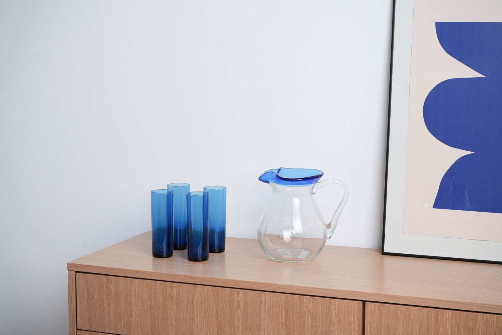 Set Of Cobalt Glasses, Italian Design, 1970s, Manufactured In Italy photo buy