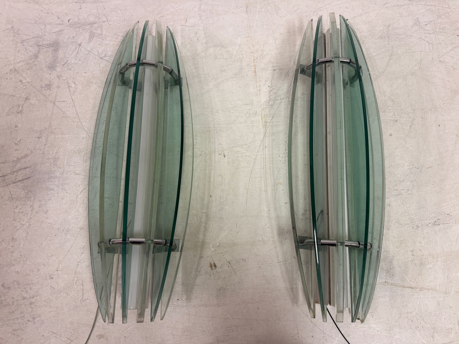 Large Mid Century Italian Glass Wall Sconces By Veca photo furniture