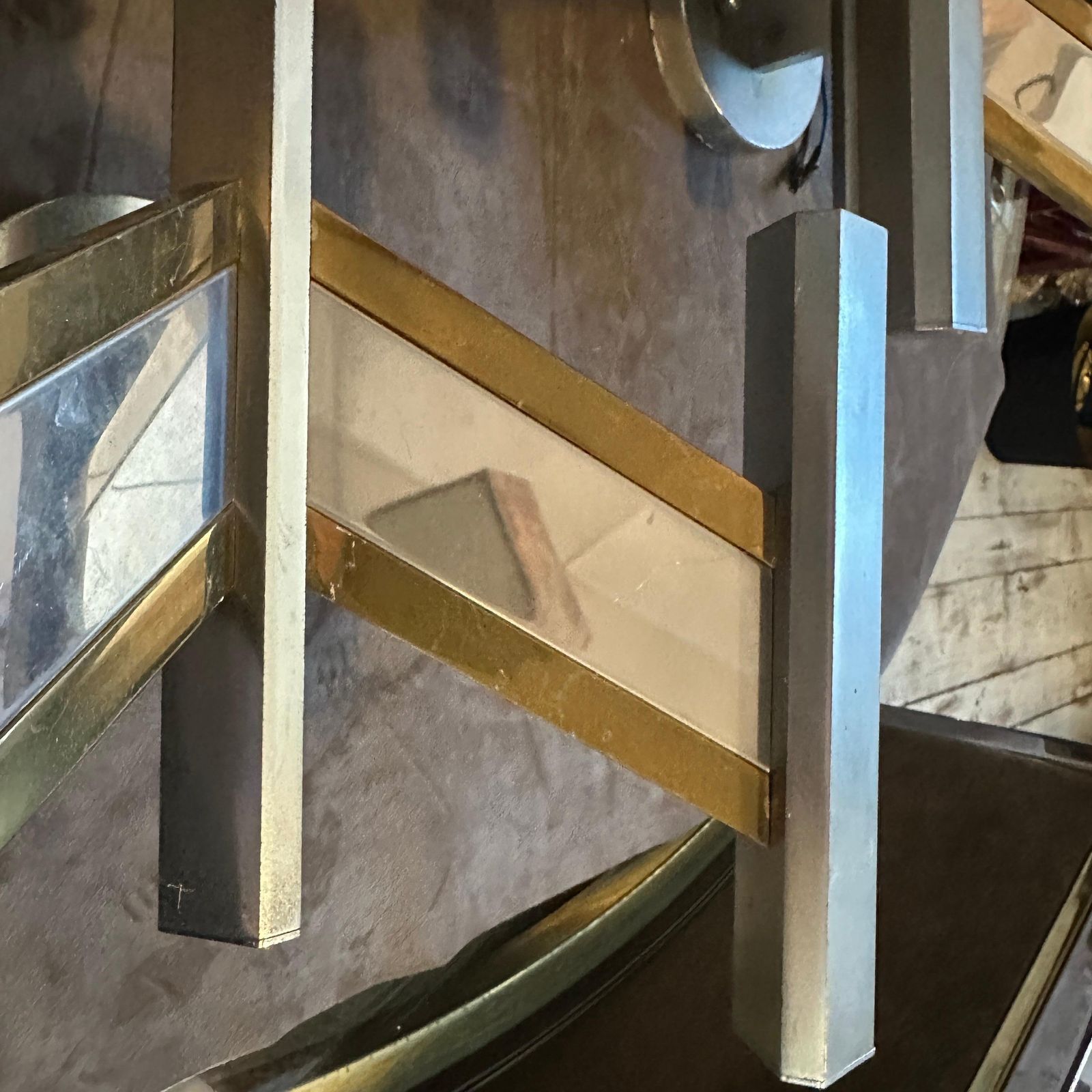 669.0 1960s Mid Century Modern Brass And Steel Italian Wall Sconce By Gaetano Sciolari photo