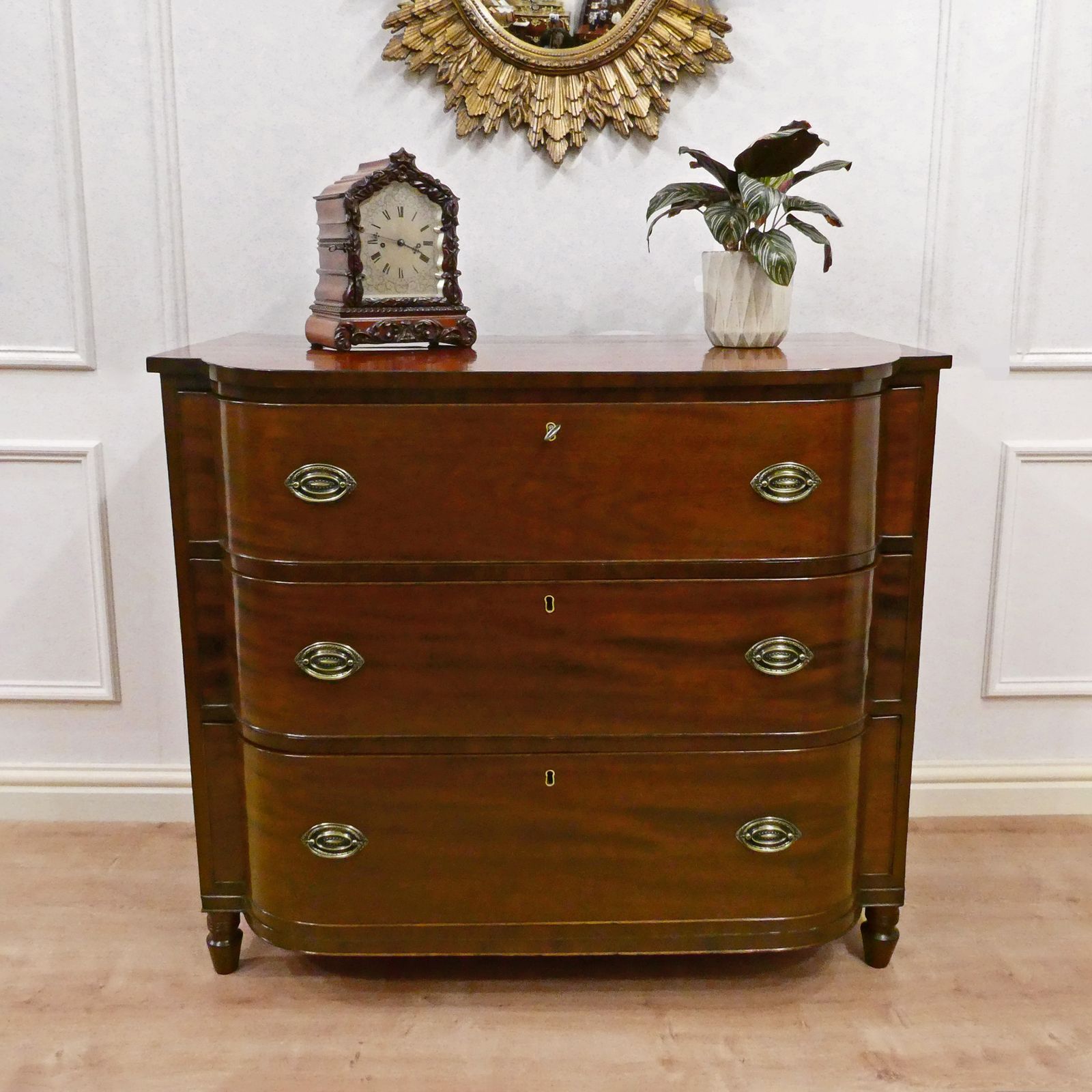 Regency Mahogany Bow Fronted Chest Of Drawers