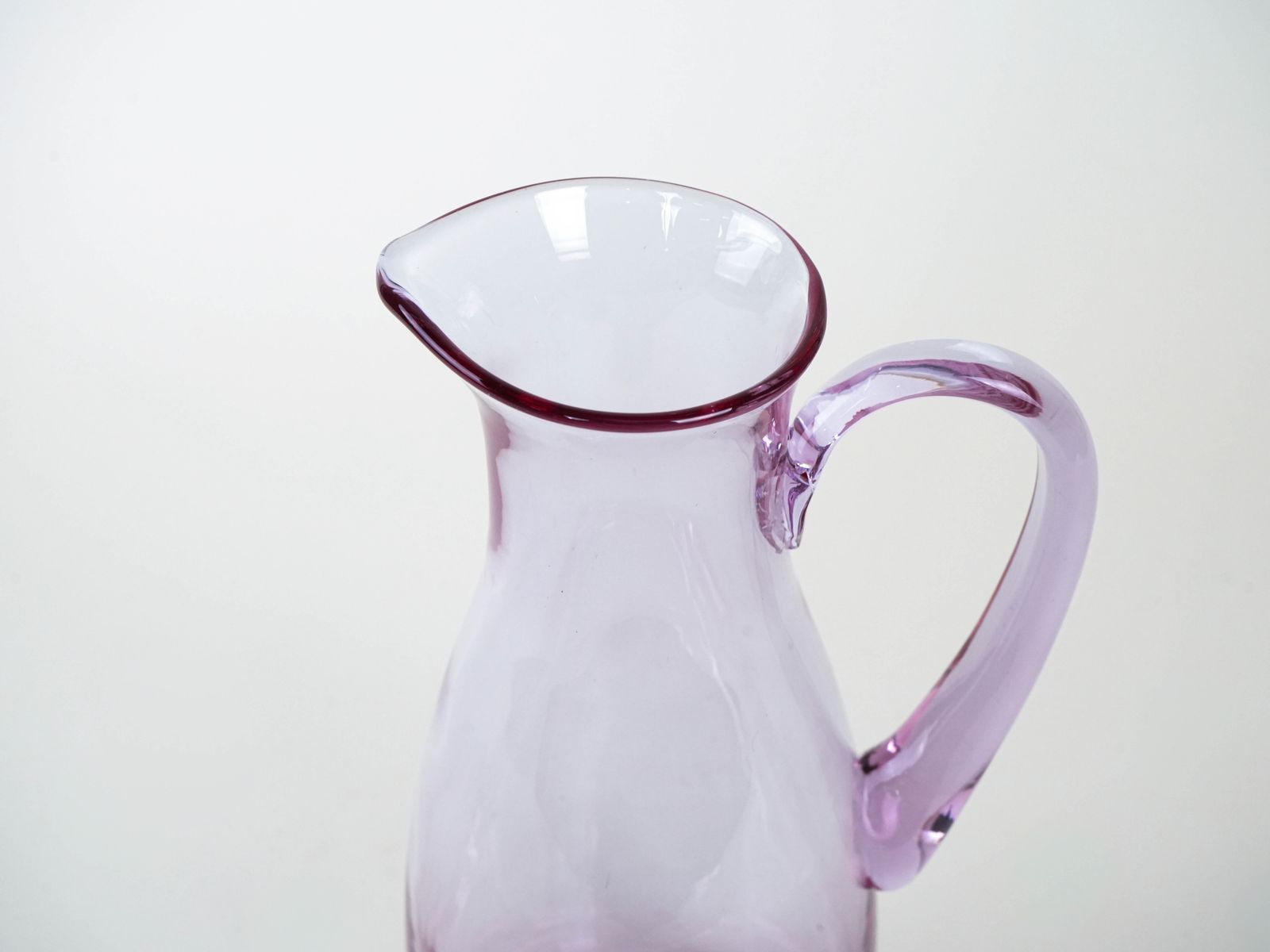 Pink Glass Jug, Italian Design, 1970s, Made In Italy photo vinterior