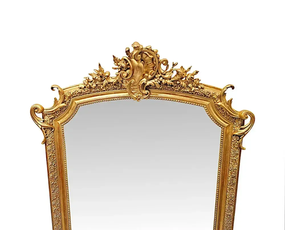 A Fabulous Large 19th Century Giltwood Hall Or Overmantel Mirror With Bevelled Glass photo for sale