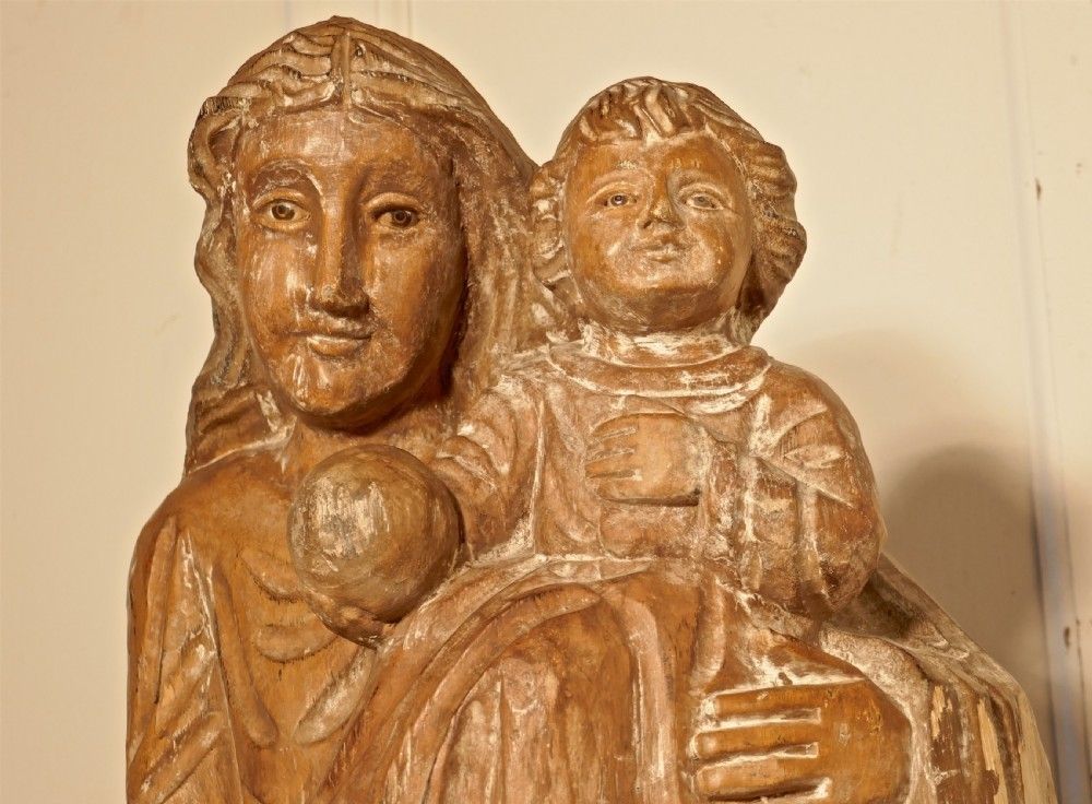 18th Century French Carved Statue Of Madonna And Child photo furniture