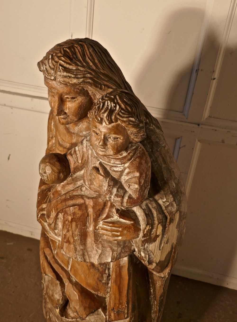 18th Century French Carved Statue Of Madonna And Child photo vinterior