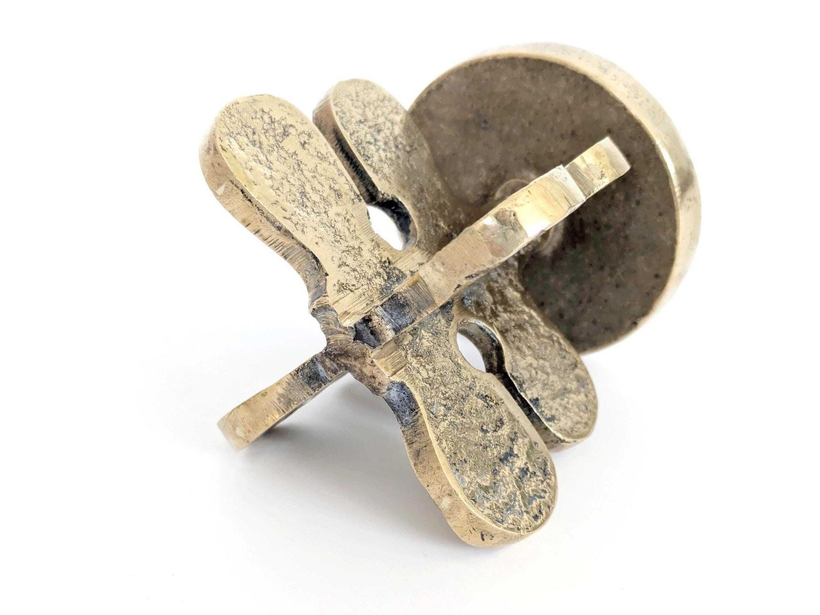 photo for sale Midcentury Gallo Brass Pillar Candle Holder, Brutalist Design By Giuseppe Gallo, Italy 1960s
