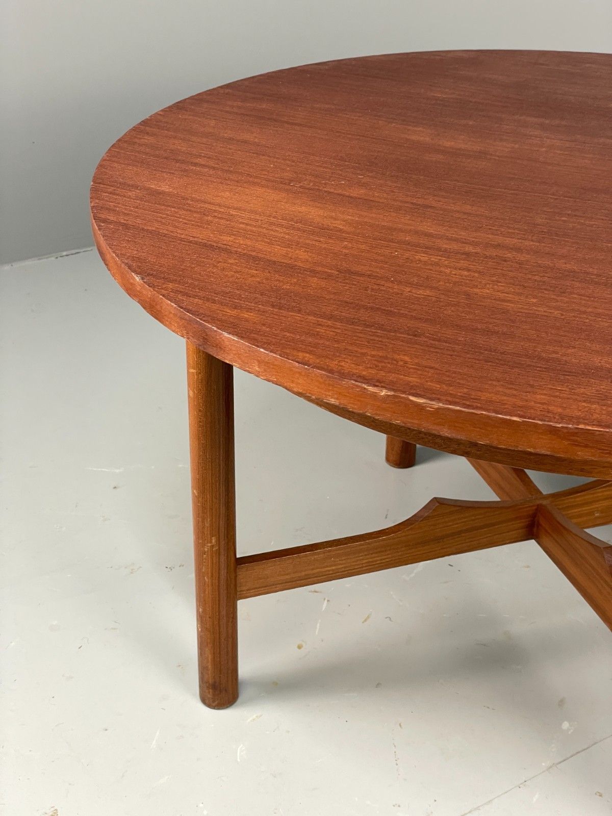 Vintage Teak Coffee Table 1960s Round Shape Mid Century Eb11509 Mwoo photo Furniture