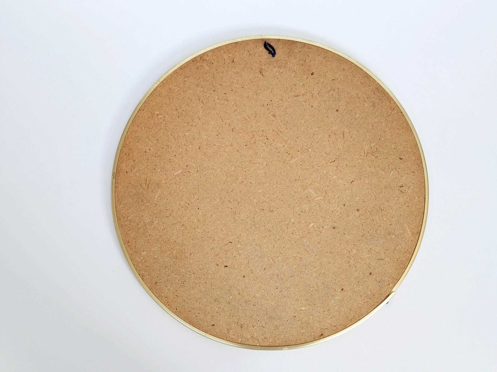 Midcentury Round Floral Oil Painting On Board, Brass Rim, Spring Bouquet, Signed 1969 photo 192.0
