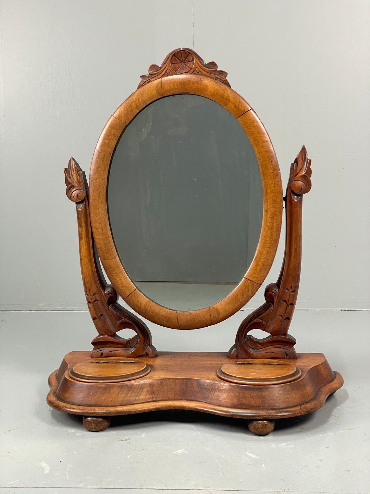 Antique Walnut Swing Mirror Victorian With Trinket Compartments Eb11553 Mwoo photo furniture