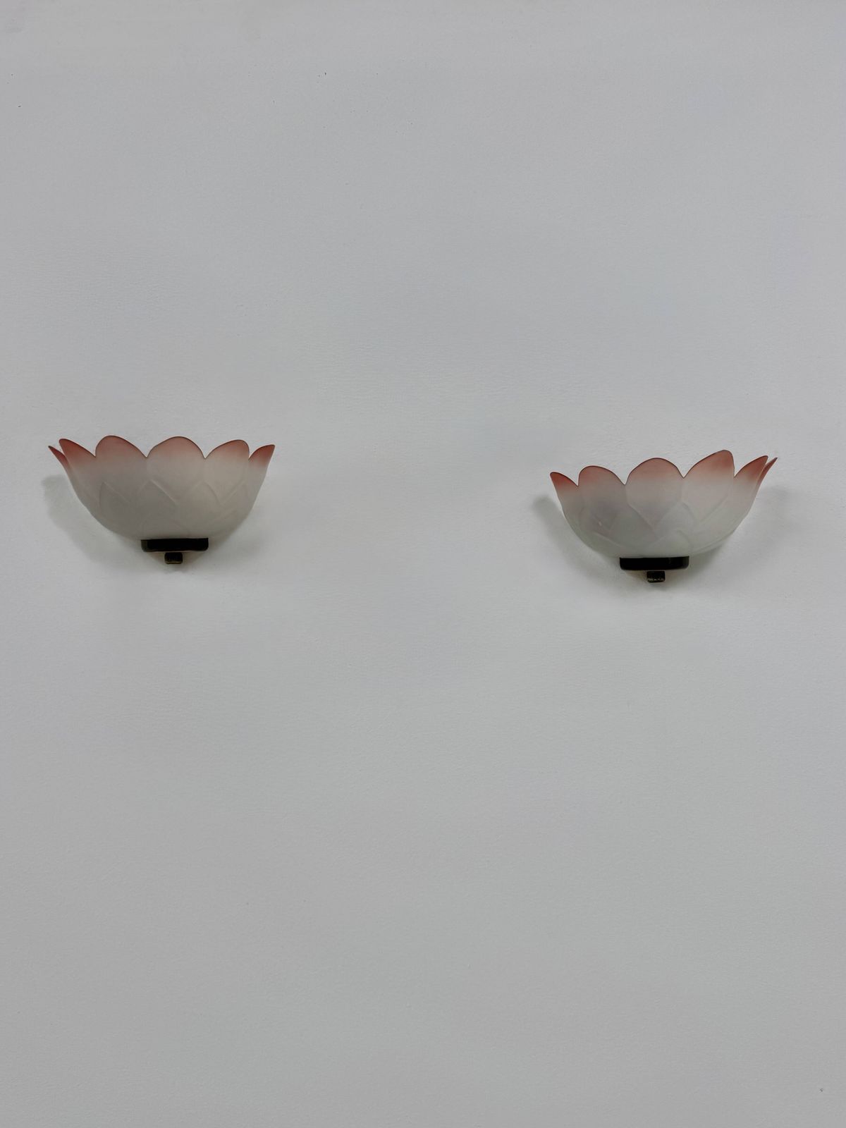 Pair Of Vintage Flower Wall Sconces Glass France 1970 photo buy