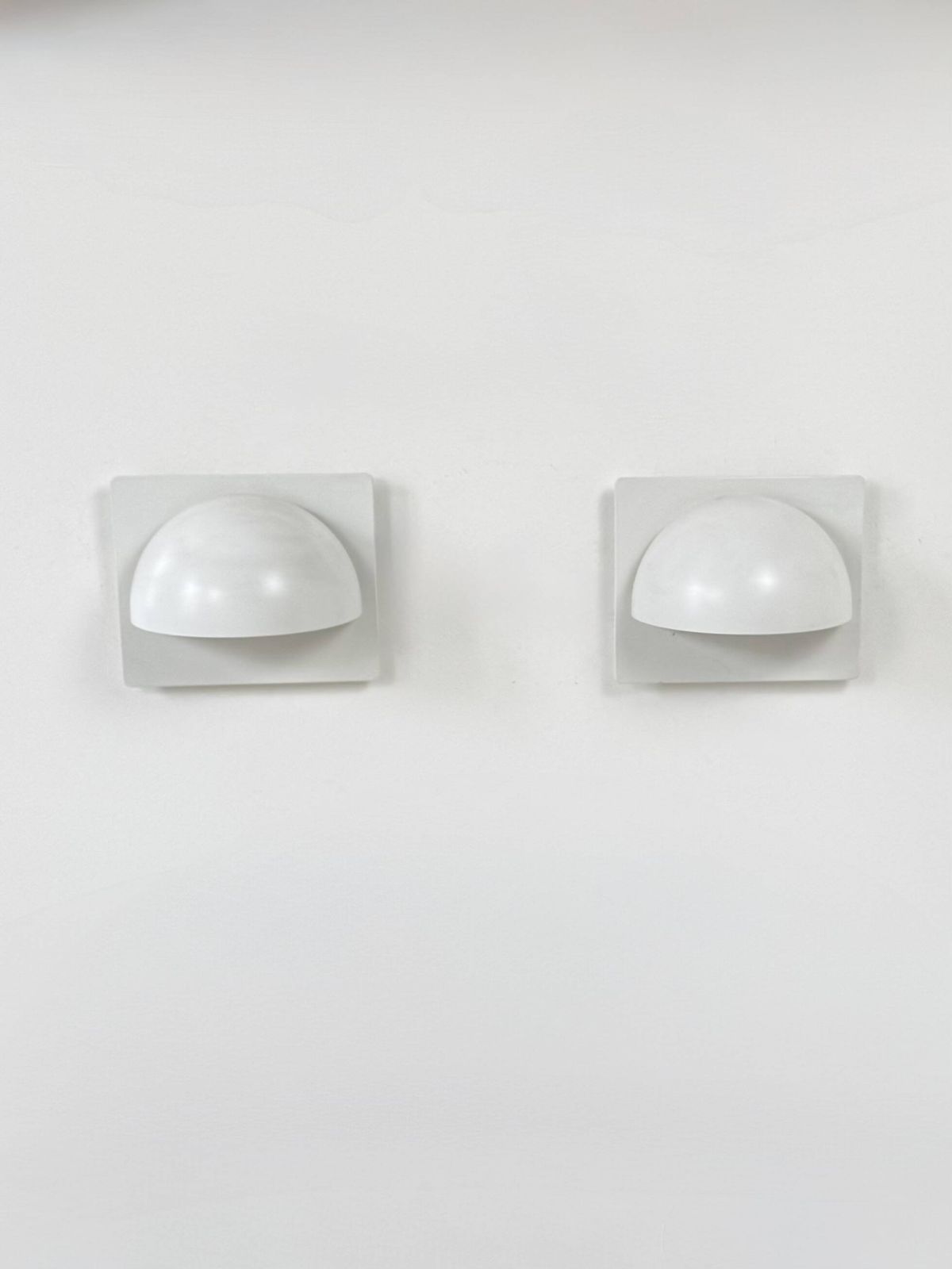 Pair Of Vintage Louis Poulsen Wall Lights, Matte White Lacquered Metal, Sweden, 1980. photo for sale