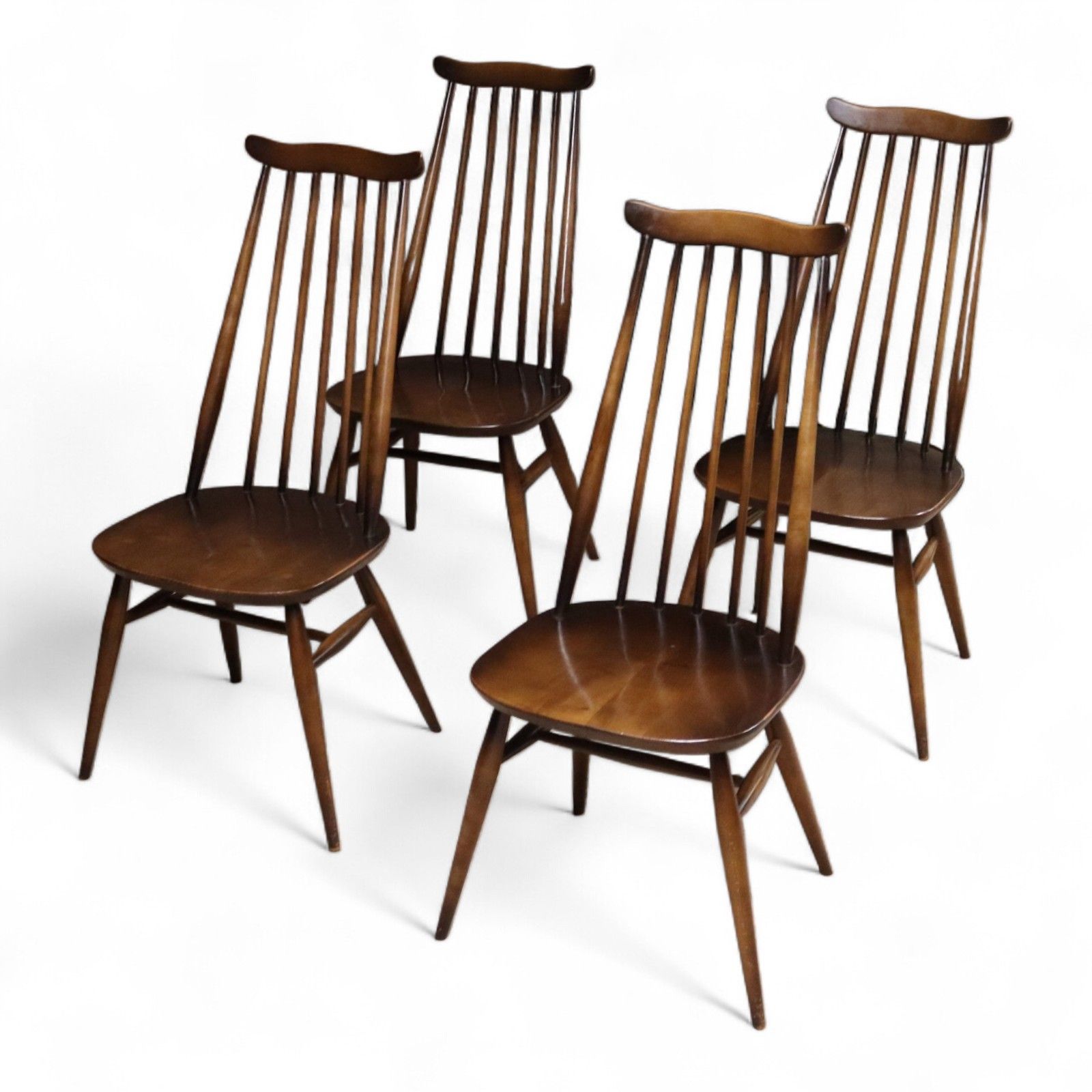 Set Of 4 Ercol Goldsmith Dining Chairs Dark Wood Solid Elm & Beech